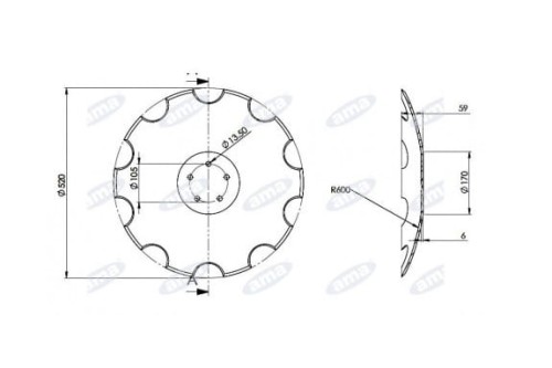 Talerz 520x6, 5x105x13,5 zębaty typ HORSCH 1