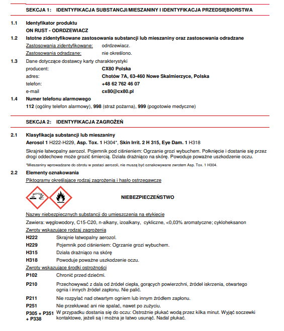 ON RUST DUO SPRAY 500ML Odrdzewiacz 1